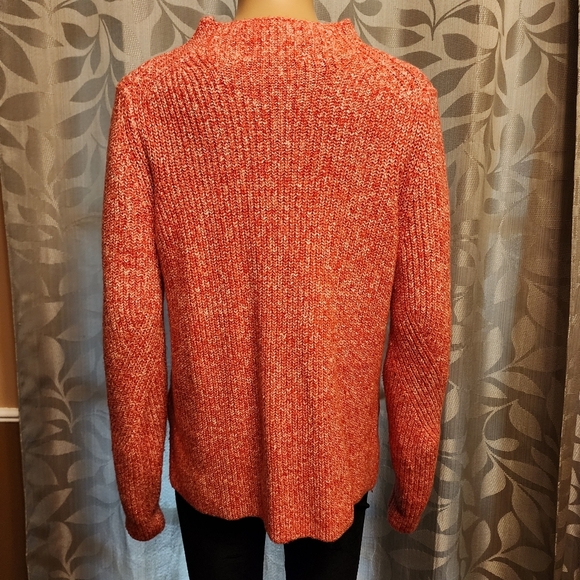 Loft Mock Neck Ribbed Red and White Sweater Size M - Picture 5 of 11
